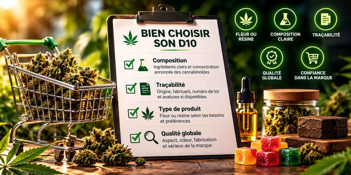 Choisir un produit D10 : illustration des critères de composition, de concentration et de traçabilité.